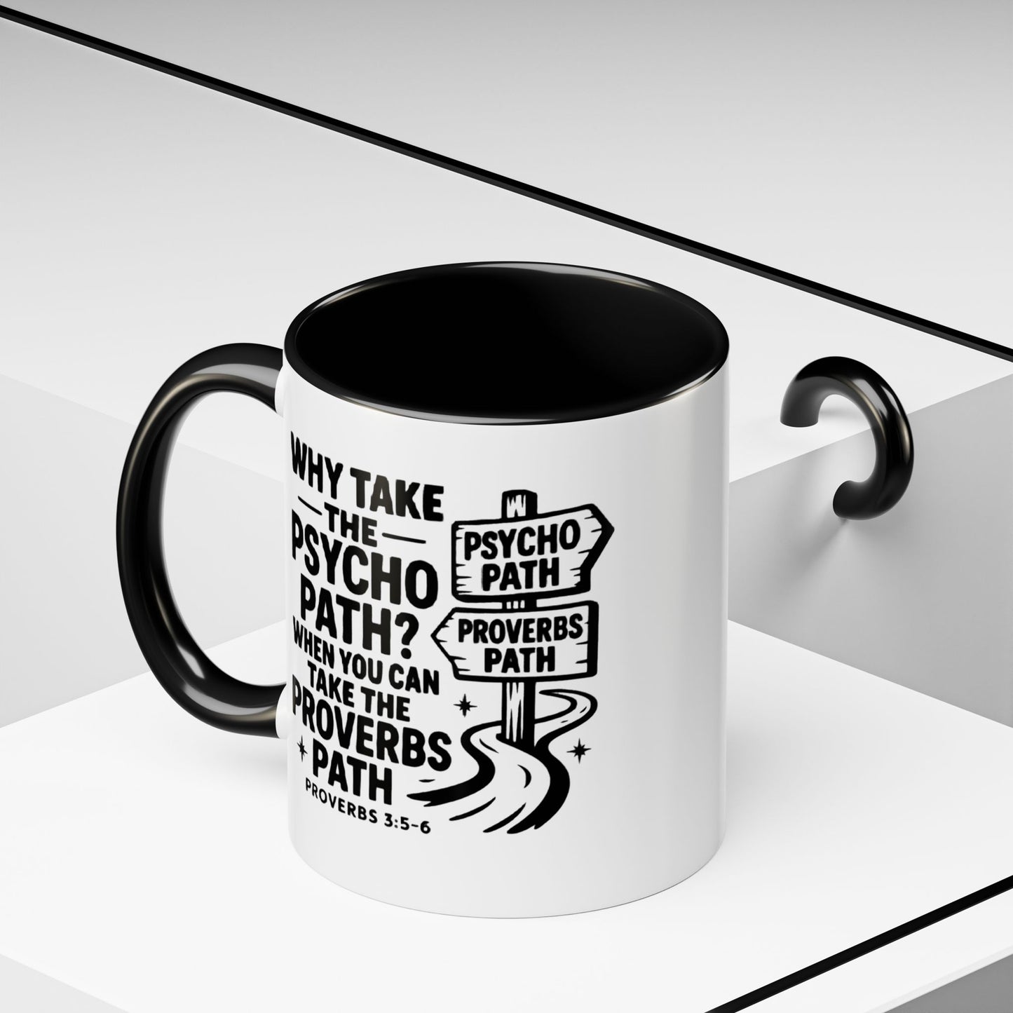 Inspirational Quote Accent Coffee Mug - Perfect Gift for Motivational Moments, Office Desk Essentials, Christian Gifts, Proverbs 3:5-6