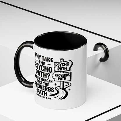 Inspirational Quote Accent Coffee Mug - Perfect Gift for Motivational Moments, Office Desk Essentials, Christian Gifts, Proverbs 3:5-6