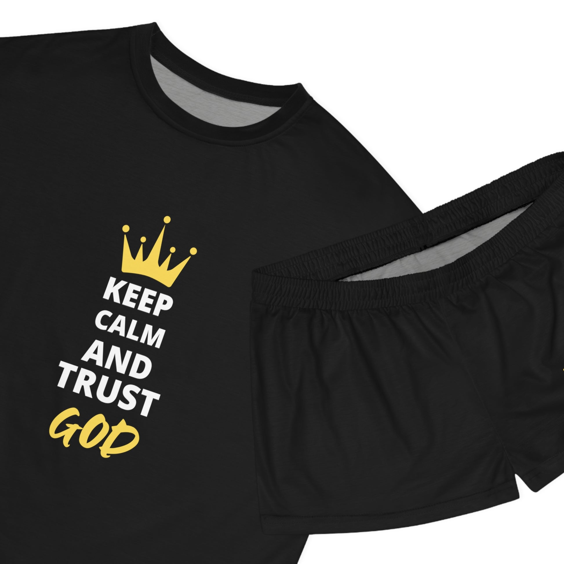 Keep Calm & Trust God Women's Christian Short Pajama Set Printify