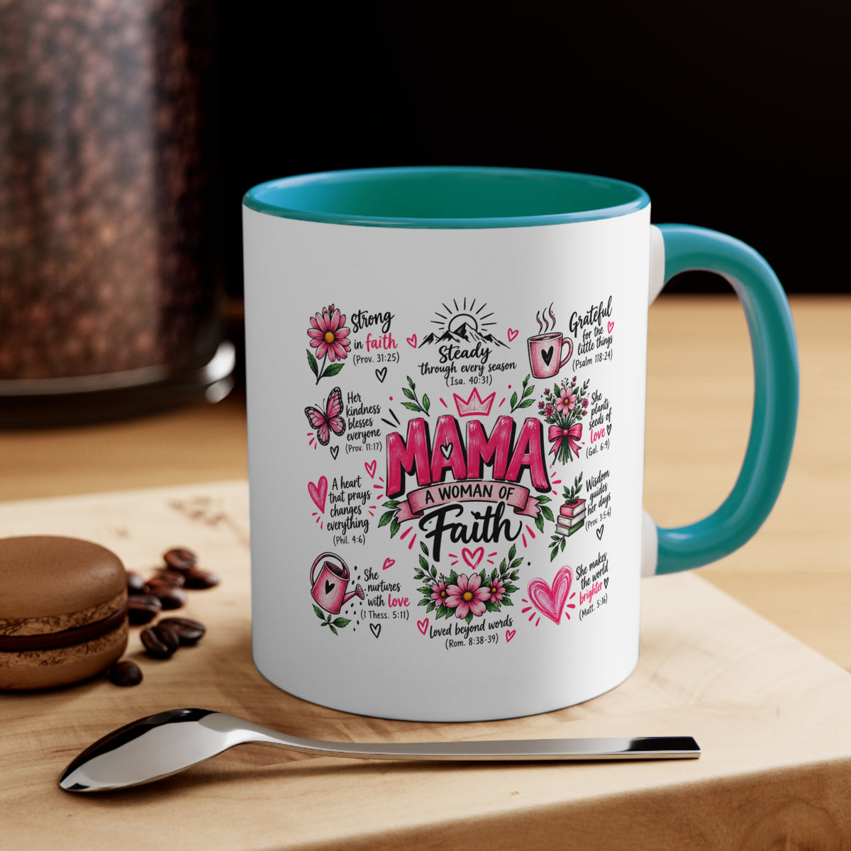 Mama: A Woman of Faith 11oz Accent Mug — Inspirational Christian Gift