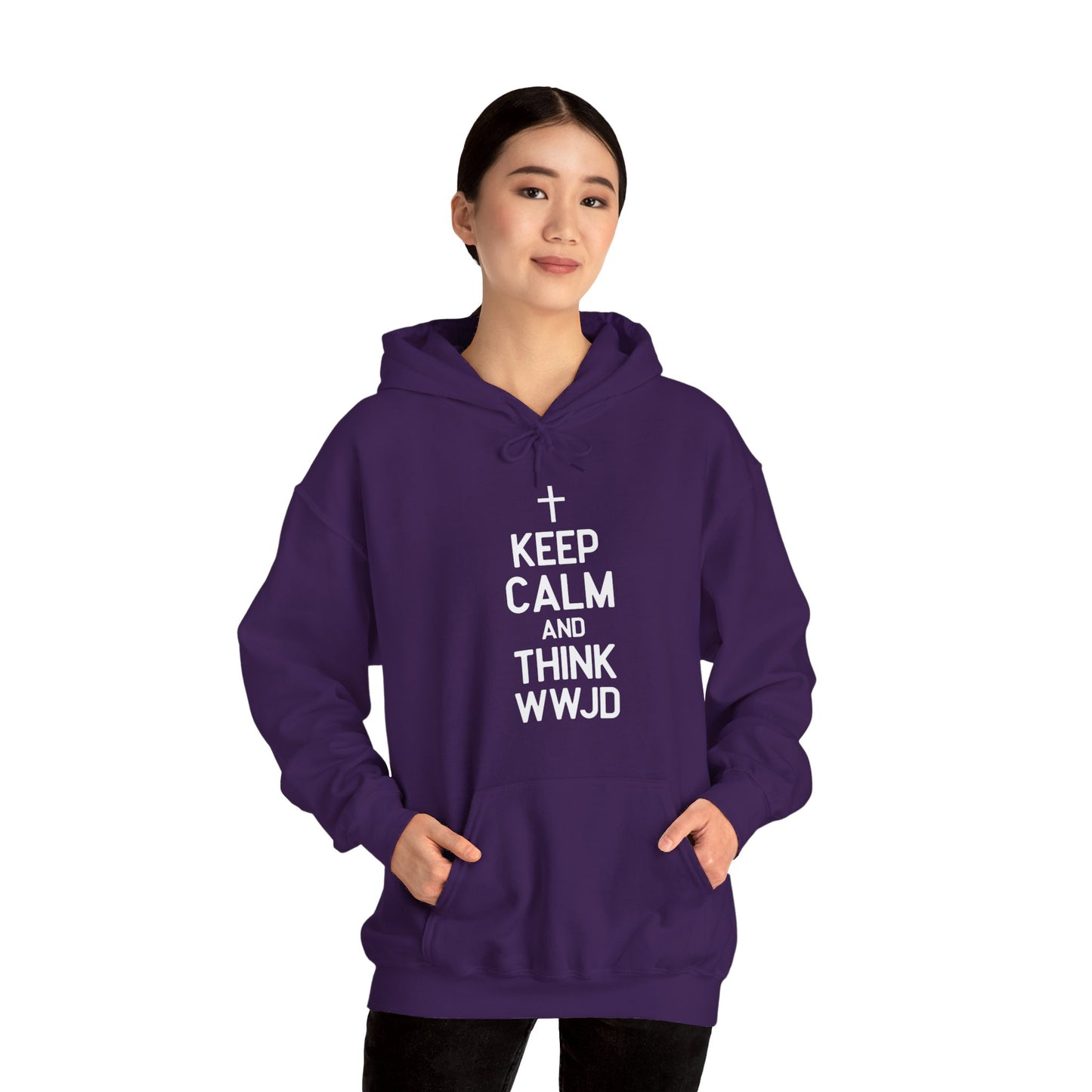 Keep Calm And Think What Would Jesus Do (wwjd)Unisex Christian Hooded Pullover Sweatshirt