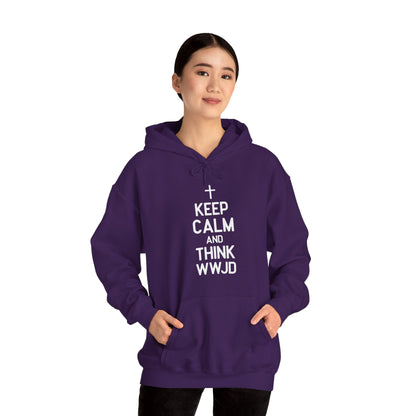 Keep Calm And Think What Would He Do (wwjd)Unisex Christian Hooded Pullover Sweatshirt