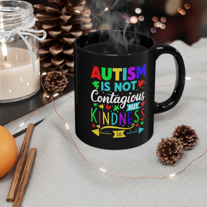 Autism Awareness Black Mug - Kindness Design (11oz, 15oz)