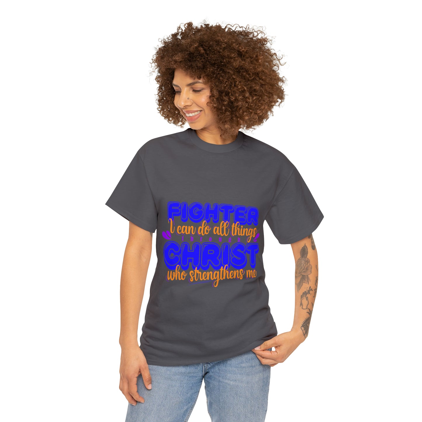 Fighter I Can Do All Things Through Christ Who Strengthens Me Unisex Heavy Cotton Tee