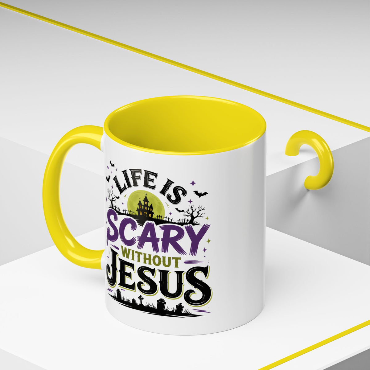 Coffee Mug — “Life Is Scary Without Jesus” Halloween Christian Accent Mug (11/15oz)