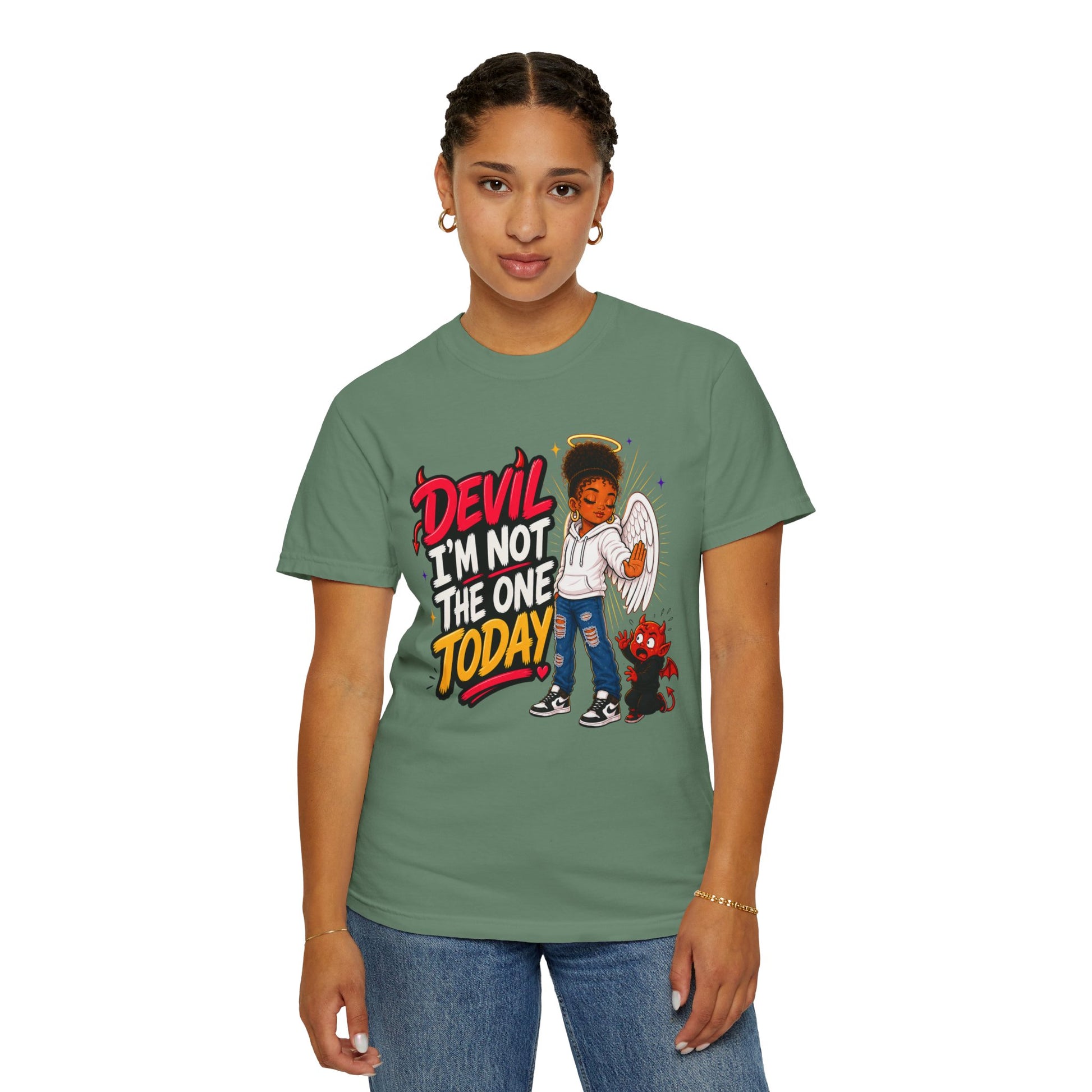 Devil I'm Not the One Today T-Shirt — Funny Angel vs Devil Graphic Tee - ClaimedbyGodDesigns