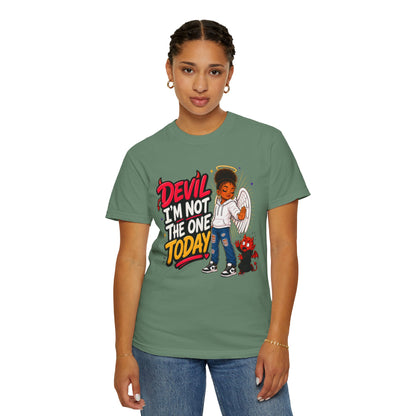 Devil I'm Not the One Today T-Shirt — Funny Angel vs Devil Graphic Tee - ClaimedbyGodDesigns