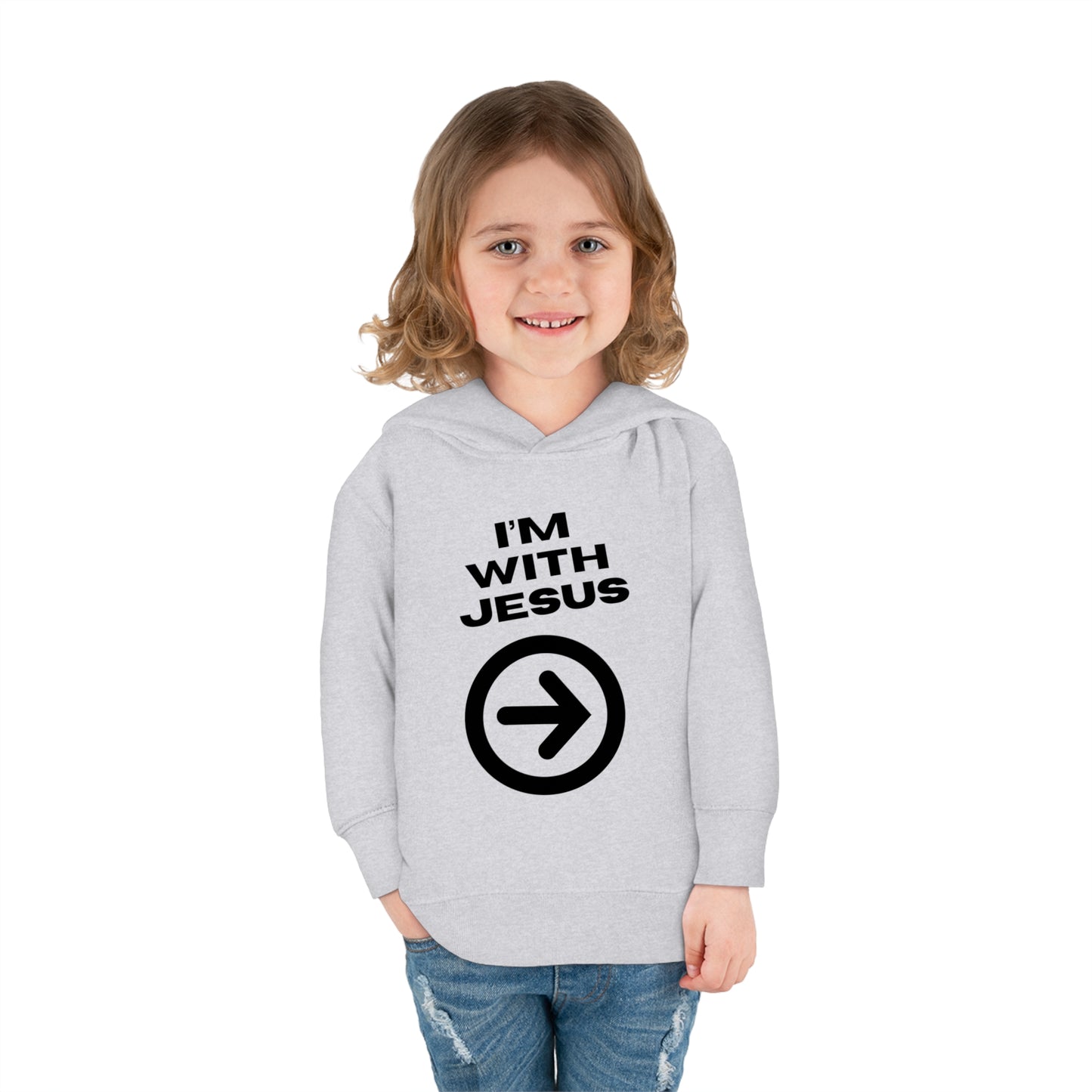 I'm With Jesus Christian Toddler Pullover Fleece Hooded Sweatshirt