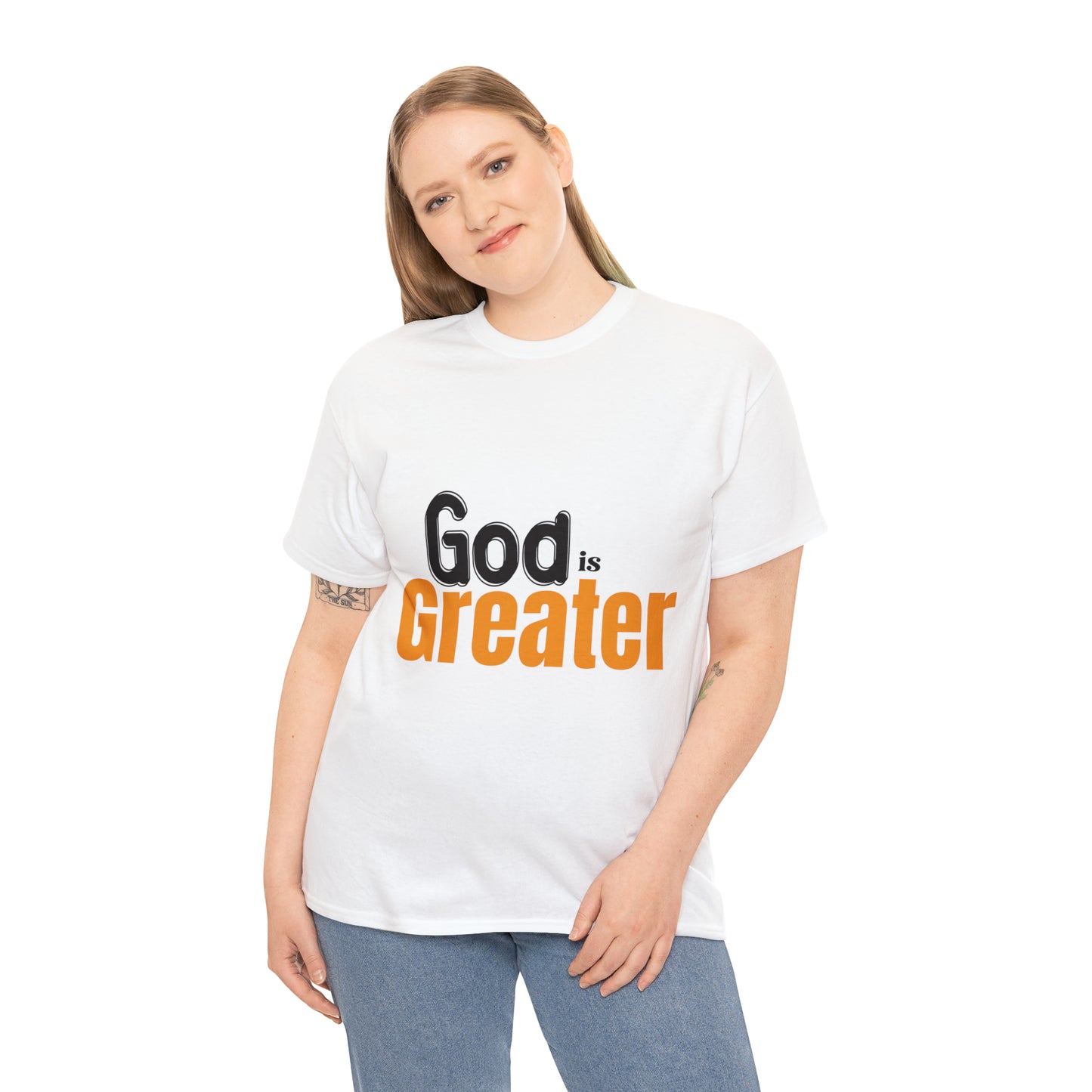 God Is Greater Unisex Heavy Cotton Tee Printify