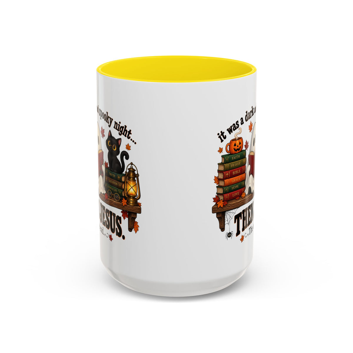 Halloween Christian Coffee Mug — “It Was a Dark and Spooky Night… Then Jesus” Accent Mug