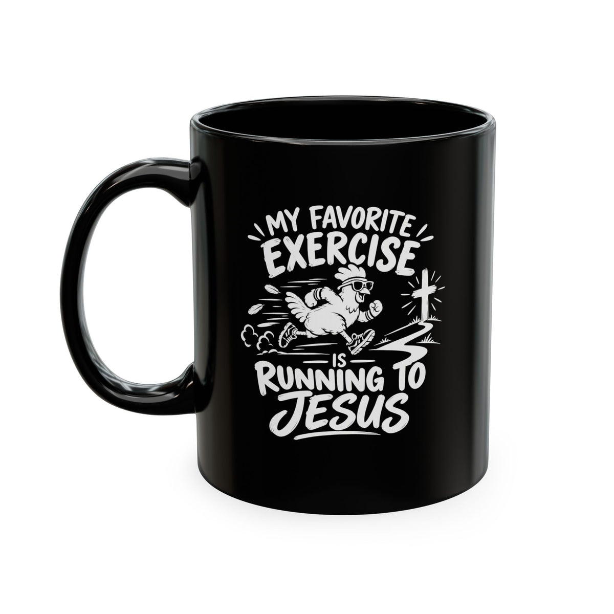 My Favorite Exercise Is Running to Jesus Christian Ceramic Mug