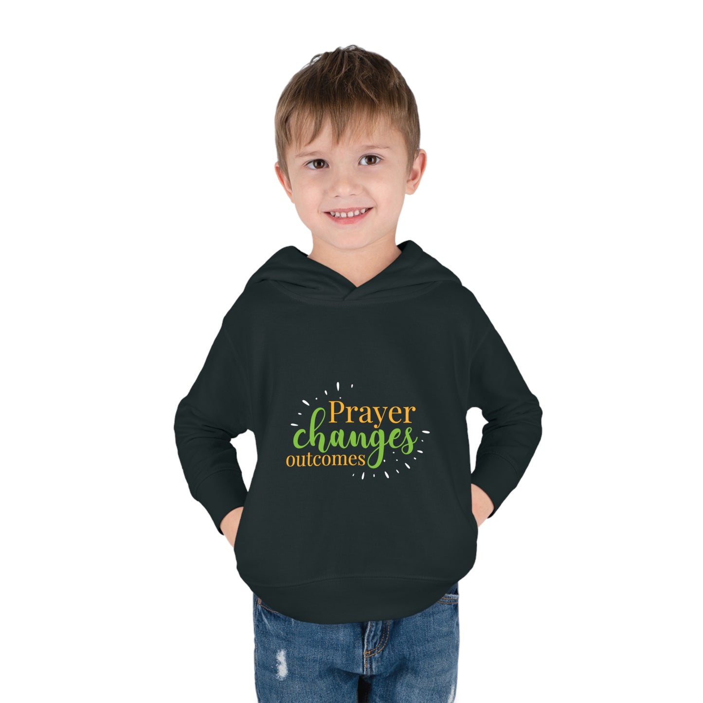 Prayer Changes Outcomes Toddler Christian Pullover Fleece Hoodie Printify