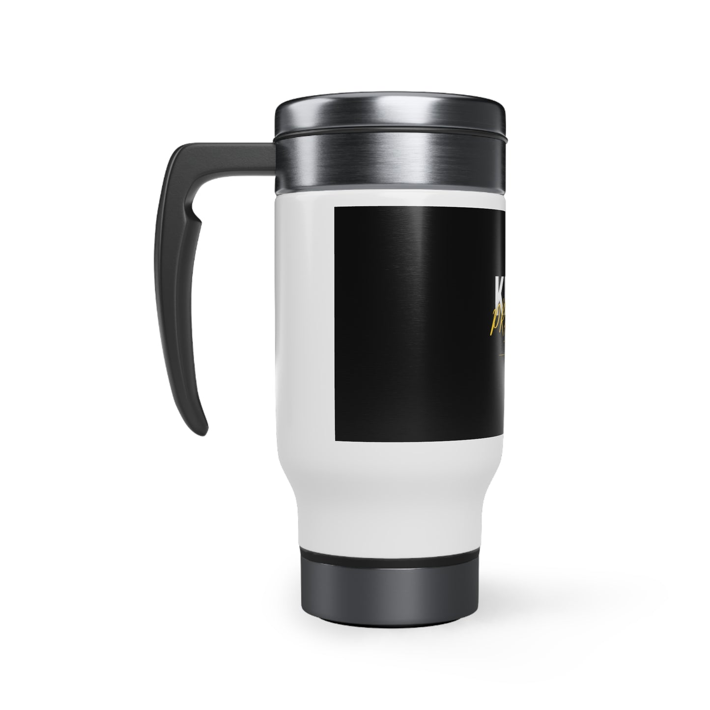 Keep Praying Travel Mug with Handle, 14oz Printify