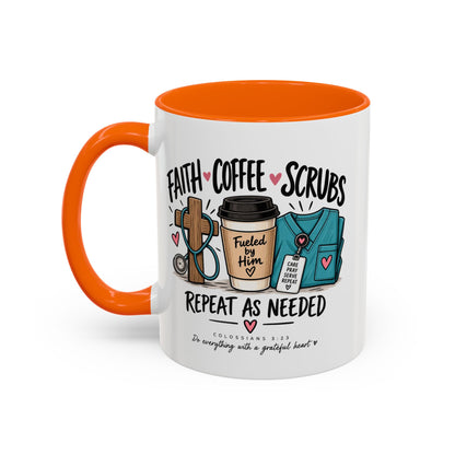 Faith Coffee Scrubs Mug — "Fueled by Him" Christian Nurse Coffee Mug (11oz)