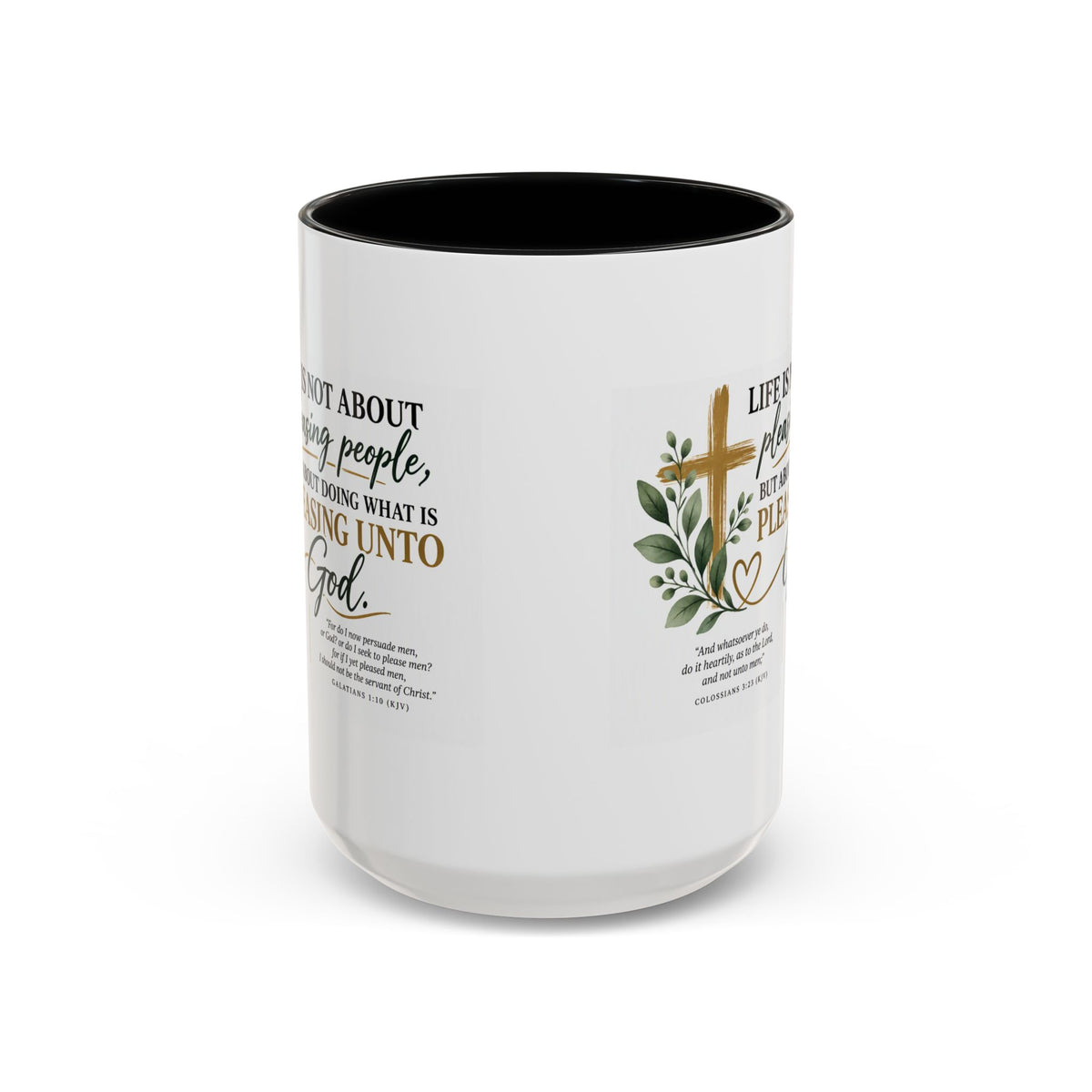Christian Coffee Mug – "Pleasing Unto God" Inspirational Accent Mug (11/15oz)