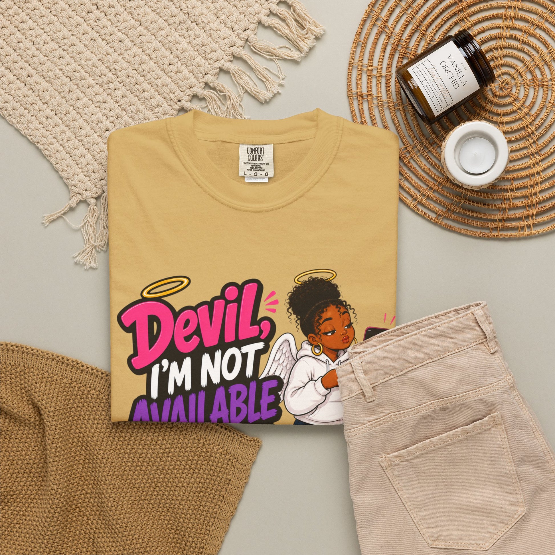 Devil, I’m Not Available for Foolishness T-Shirt — Sassy Black Girl Graphic Tee - ClaimedbyGodDesigns