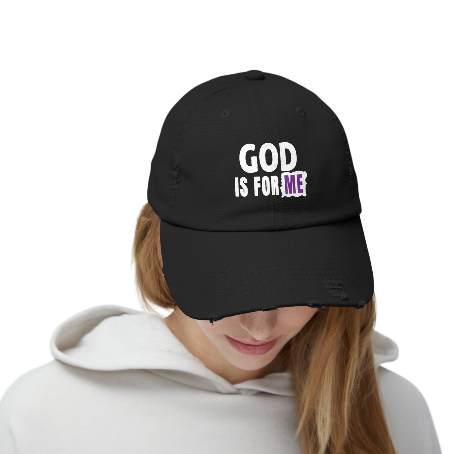 God Is For Me Unisex Christian Distressed Hat Printify