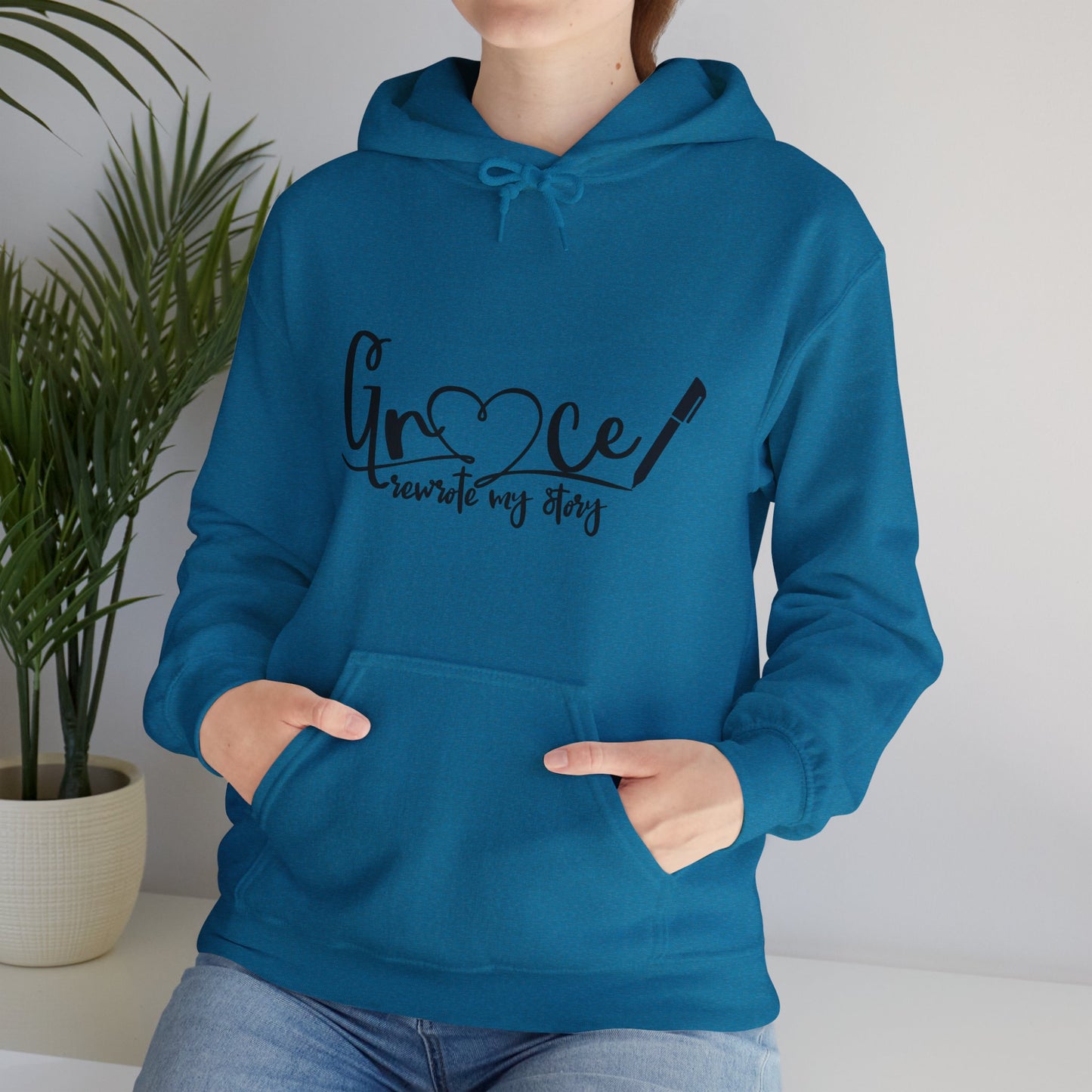 Grace Rewrote My Story Unisex Christian Pullover Hooded Sweatshirt