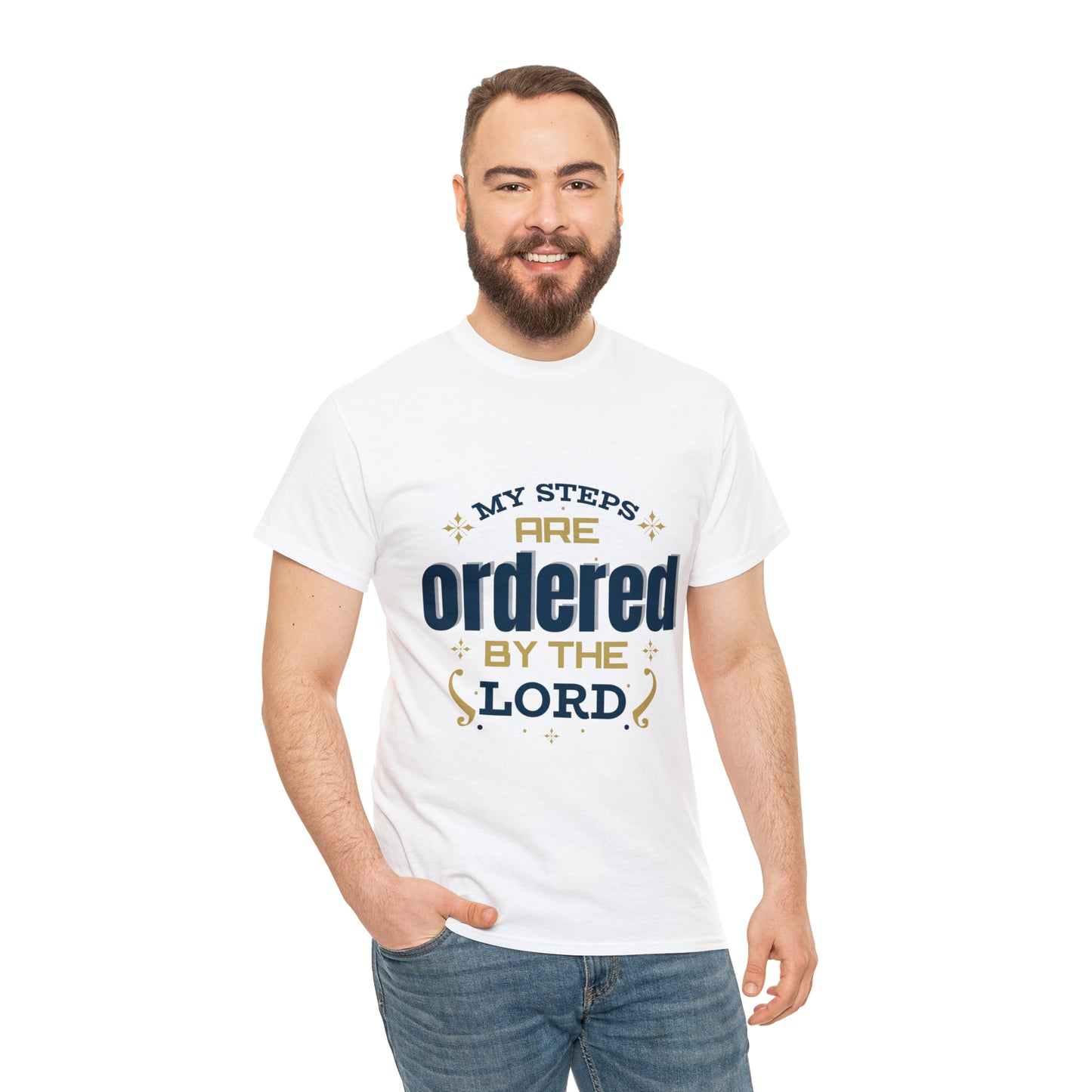 My Steps Are Ordered By The Lord Unisex Heavy Cotton Tee