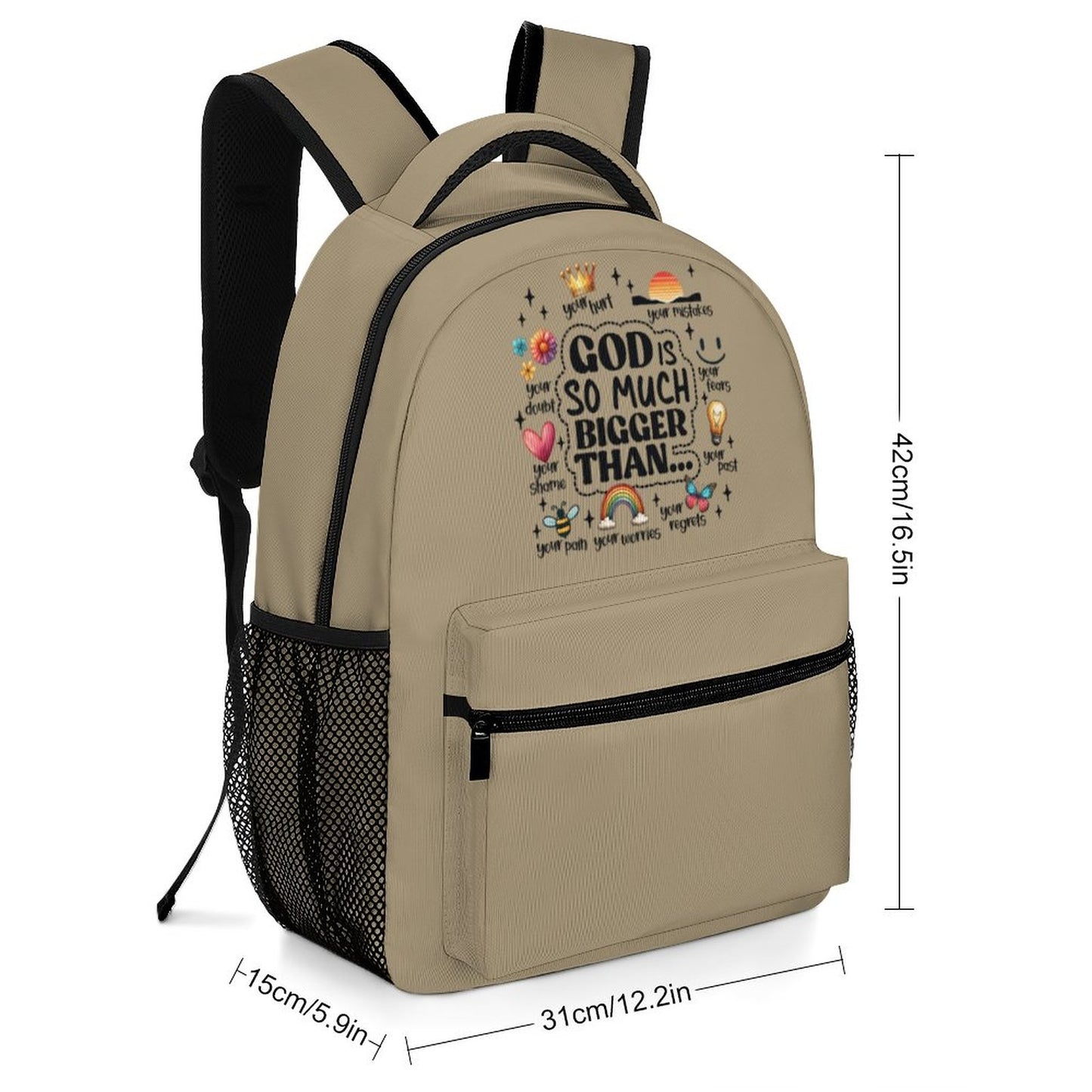 God Is So Much Bigger Than Christian Children's School Backpack A012 (8 Sites)