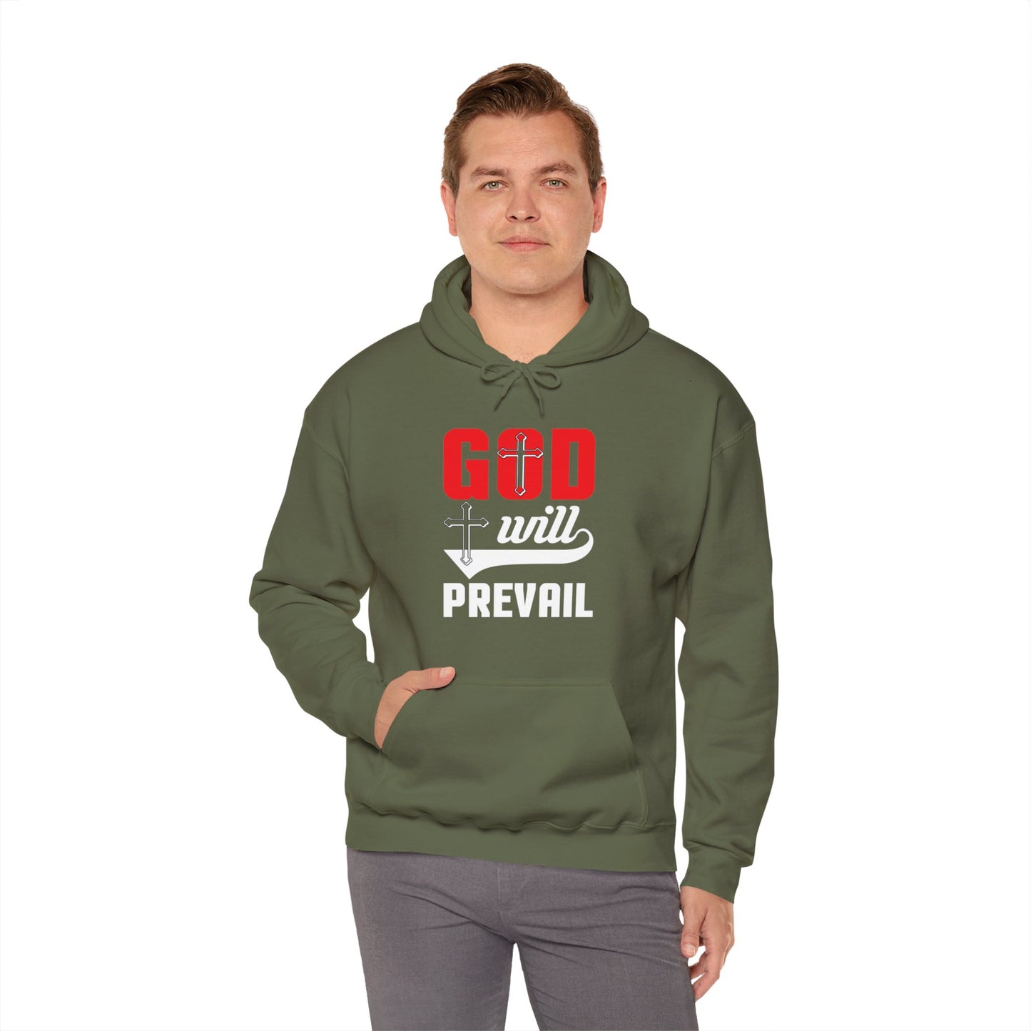 God Will Prevail Unisex Christian Hooded Pullover Sweatshirt