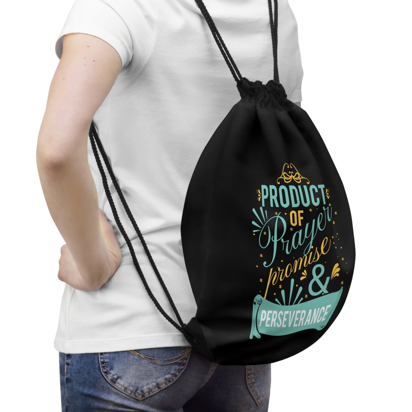 Product Of Prayer, Promise, & Perseverance Drawstring Bag