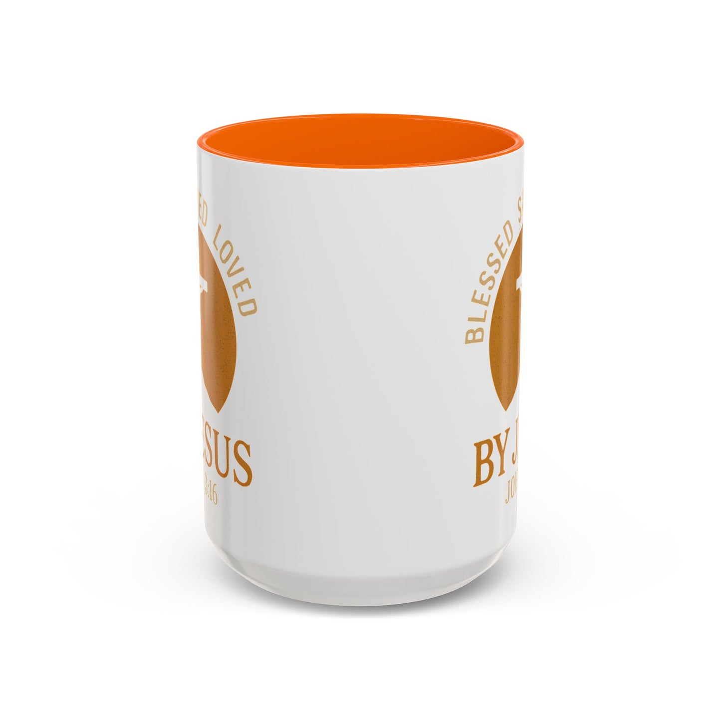Inspirational Accent Coffee Mug - Blessed, Saved, Loved by Him | John 3:16