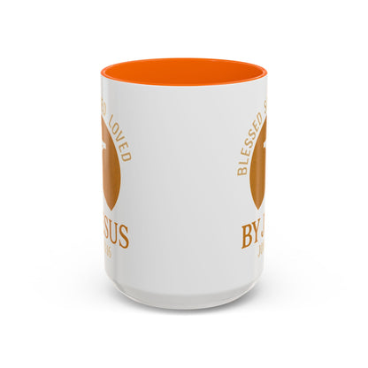 Inspirational Accent Coffee Mug - Blessed, Saved, Loved by Him | John 3:16