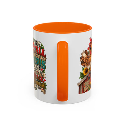 Christian Farmhouse Coffee Mug — "Why Y'all Keep Trying to Put Jesus in Me?" Accent Mug