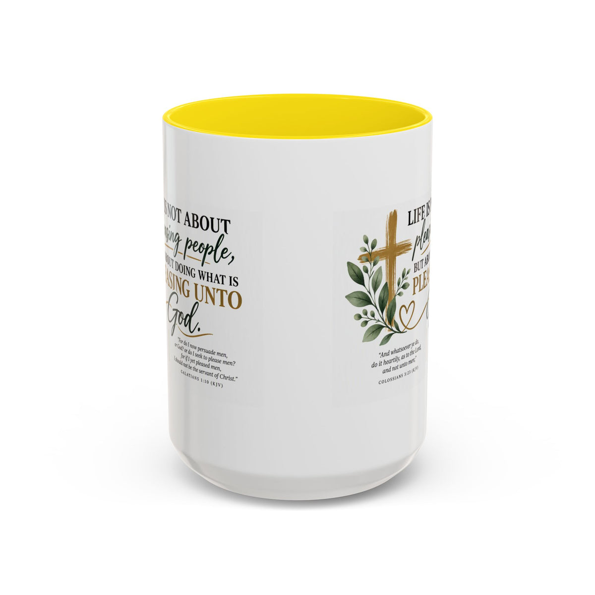 Christian Coffee Mug – "Pleasing Unto God" Inspirational Accent Mug (11/15oz)