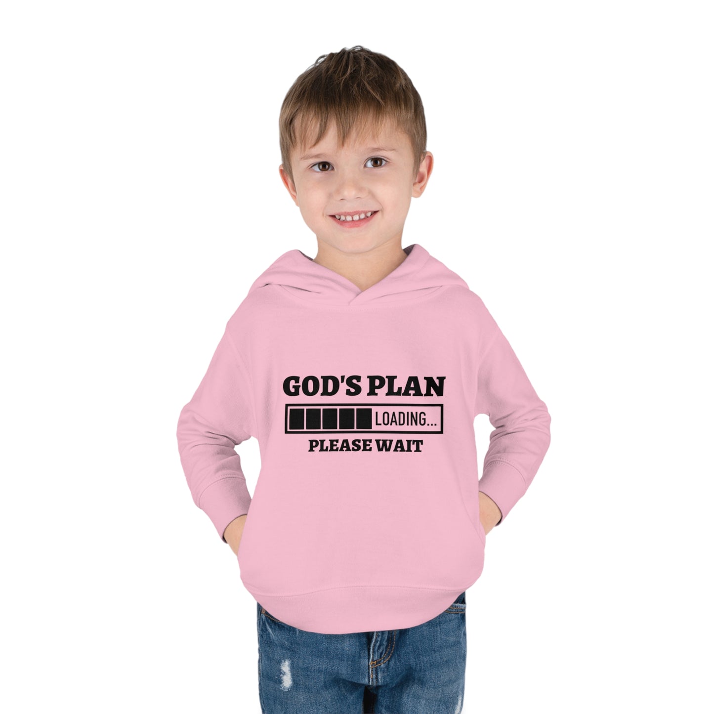 God's Plan Loading Please Wait Toddler Pullover Fleece Hooded Sweatshirt