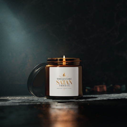 Smells Like Satan Tried It Soy Candle — Amber Jar Scented Candle (Multi-Size)