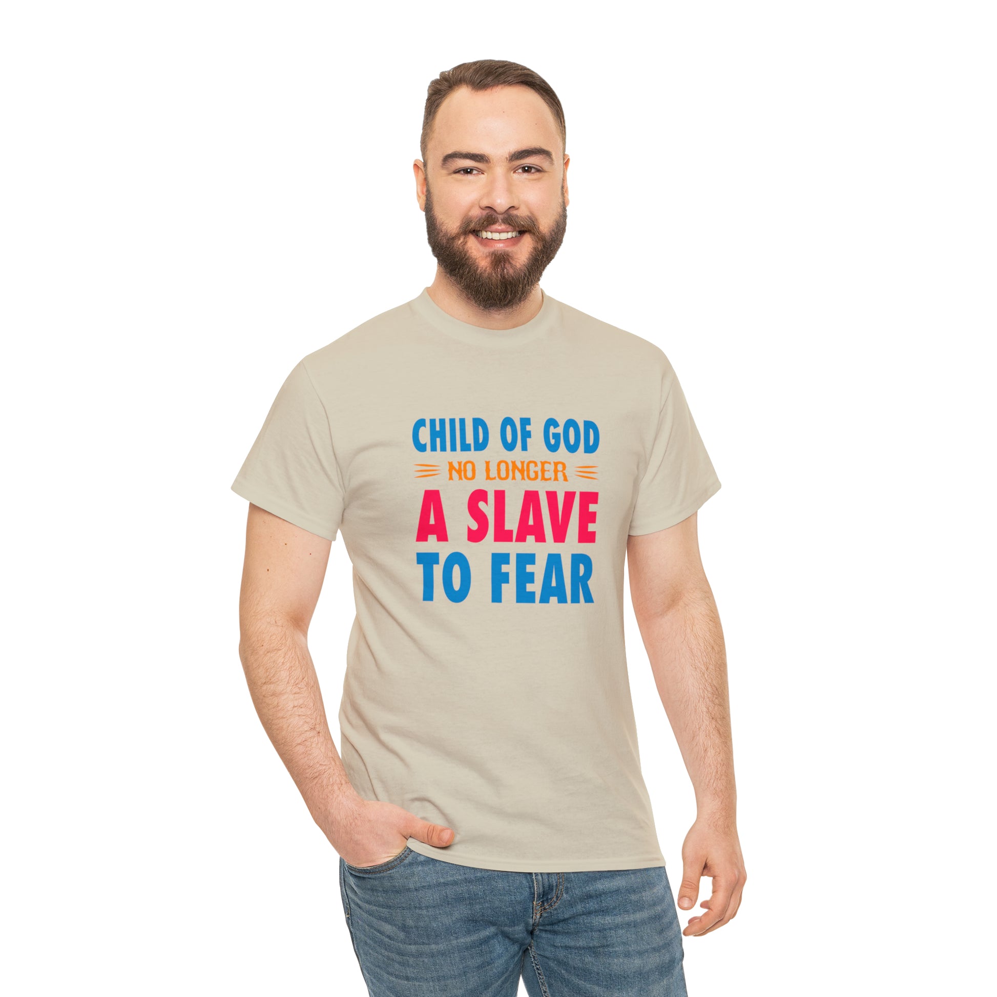 Child Of God No Longer A Slave To Fear Unisex Heavy Cotton Tee Printify