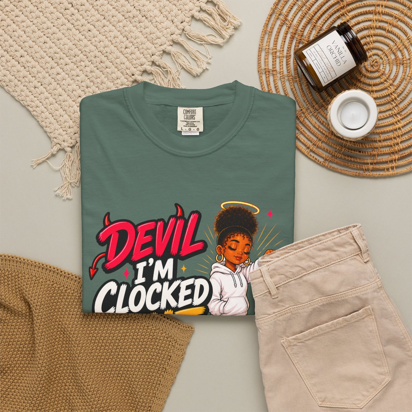T-Shirt — "Devil I'm Clocked Out for Drama" Graphic Tee - ClaimedbyGodDesigns