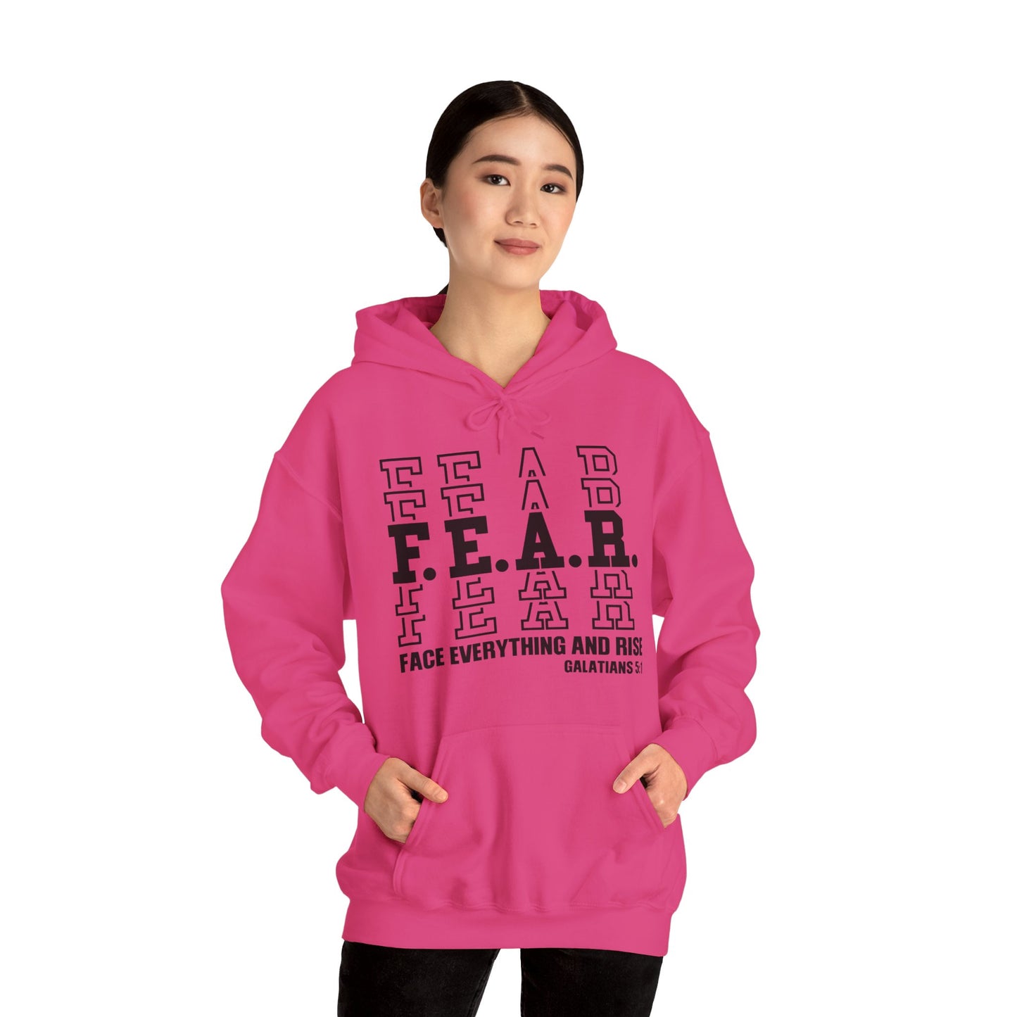 FEAR Face Everything And Rise Unisex Christian Hooded Pullover Sweatshirt