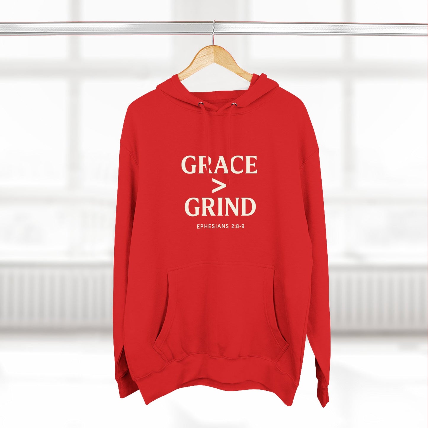 Grace > Grind Unisex Christian Hooded Sweatshirt - Inspirational Fleece Pullover Hoodie for Motivation, Perfect for Gifts, Casual Wear, Fitness, Spirituality - ClaimedbyGodDesigns