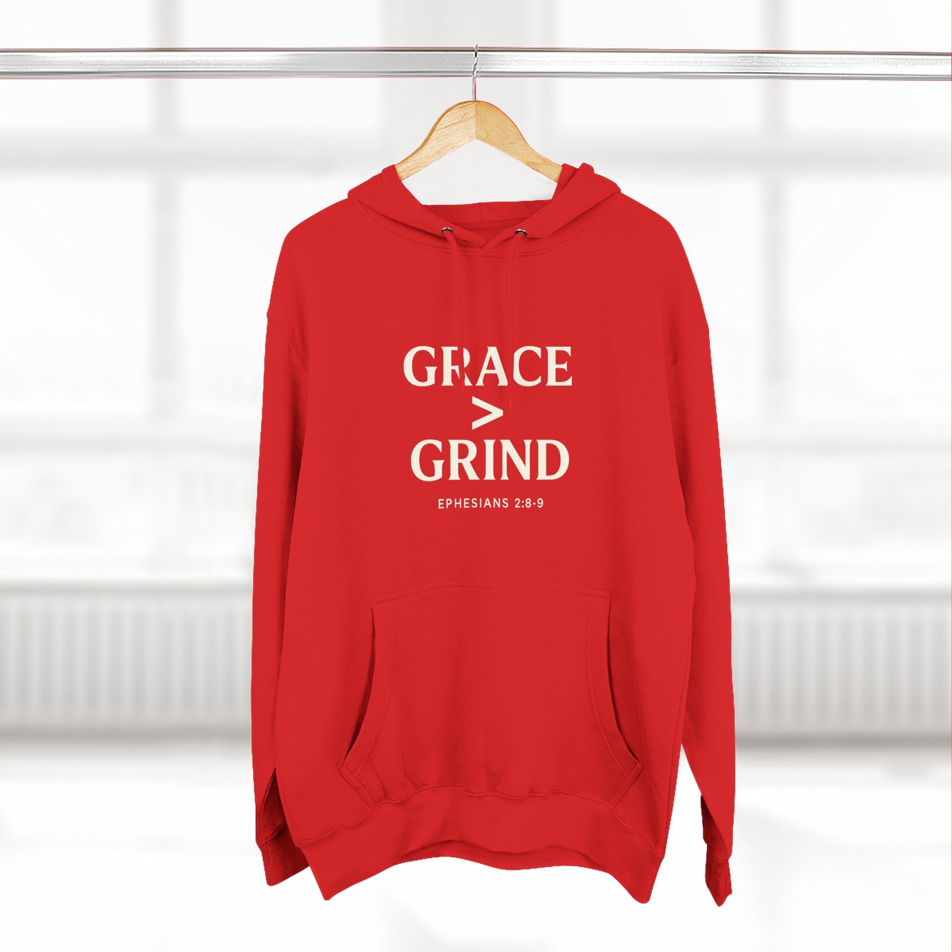 Grace > Grind Unisex Christian Hooded Sweatshirt - Inspirational Fleece Pullover Hoodie for Motivation, Perfect for Gifts, Casual Wear, Fitness, Spirituality - ClaimedbyGodDesigns