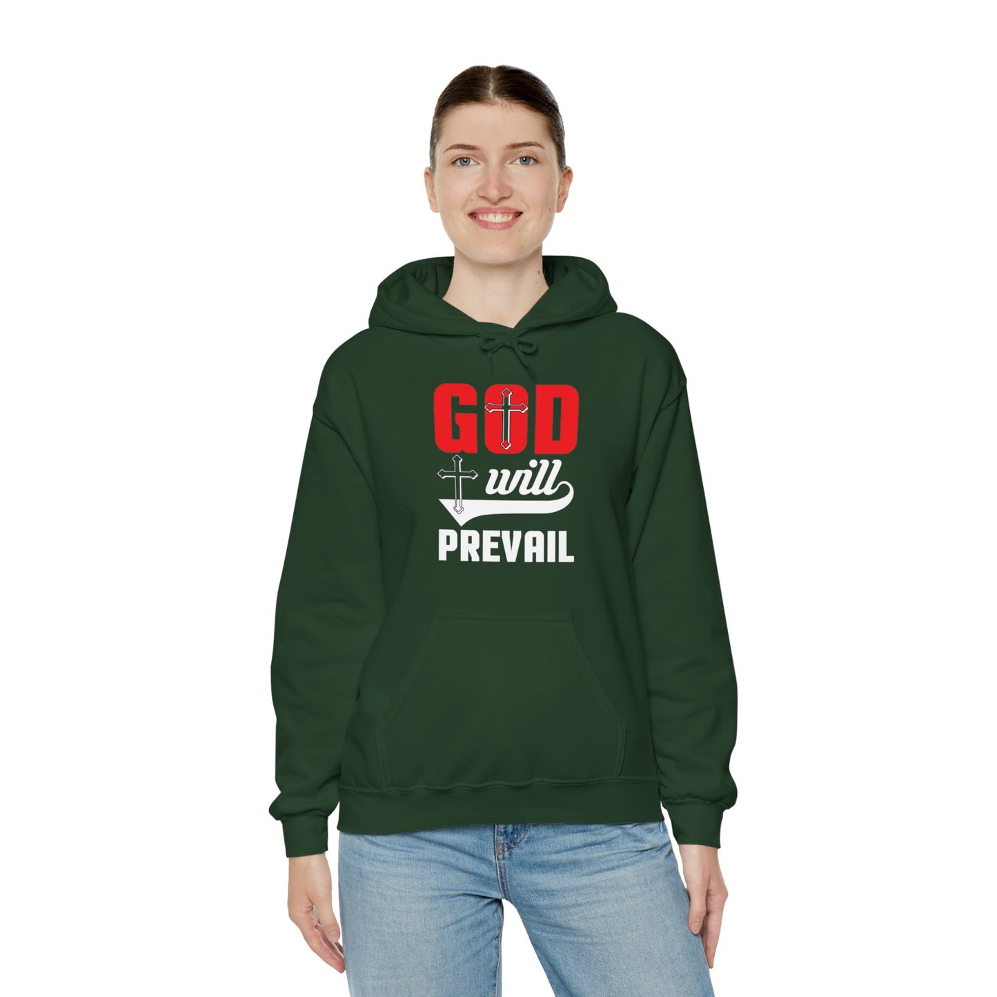 God Will Prevail Unisex Christian Hooded Pullover Sweatshirt