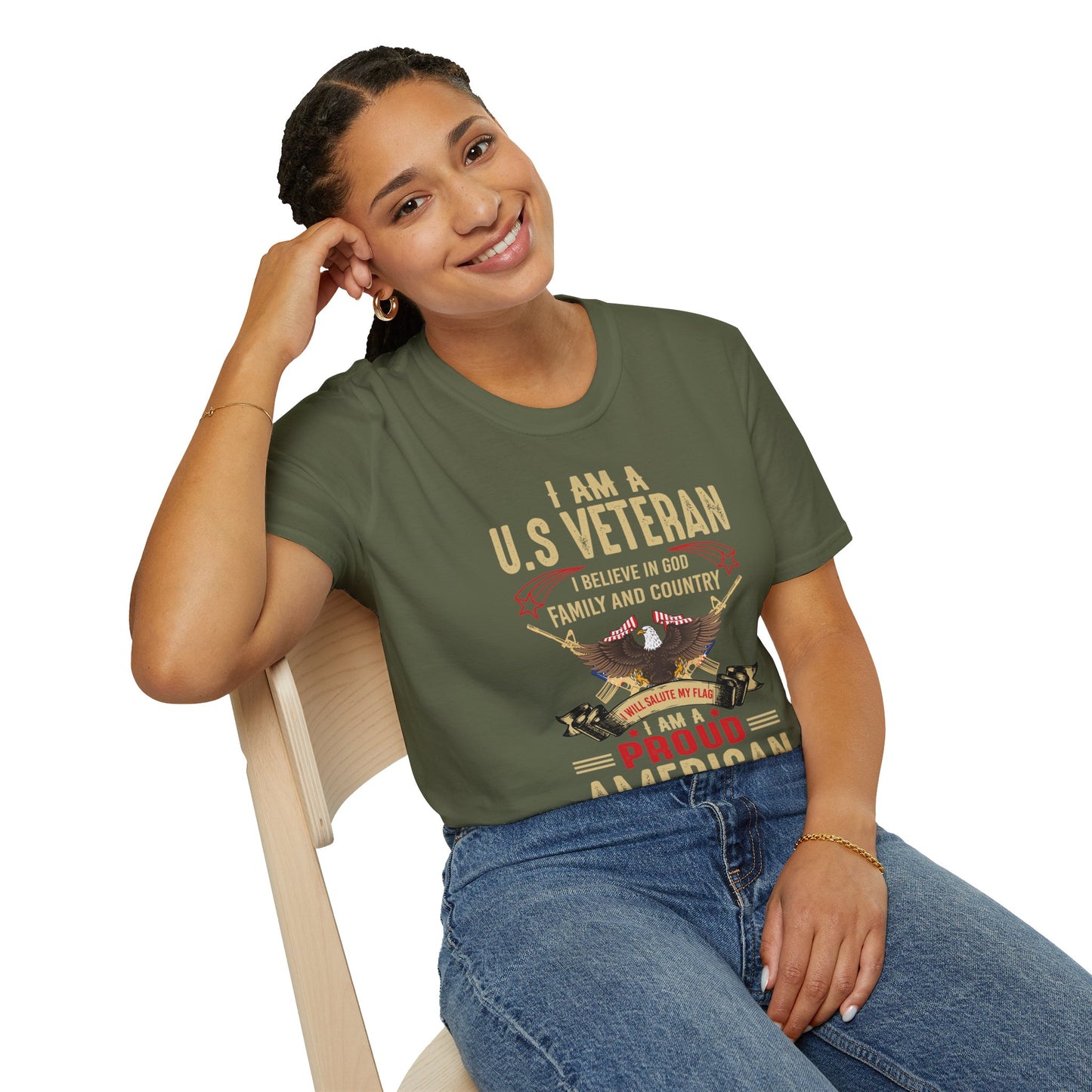 I Am A US Veteran I Believe In God Family And Country I Am A Proud American Patriotic Christian Unisex T-shirt