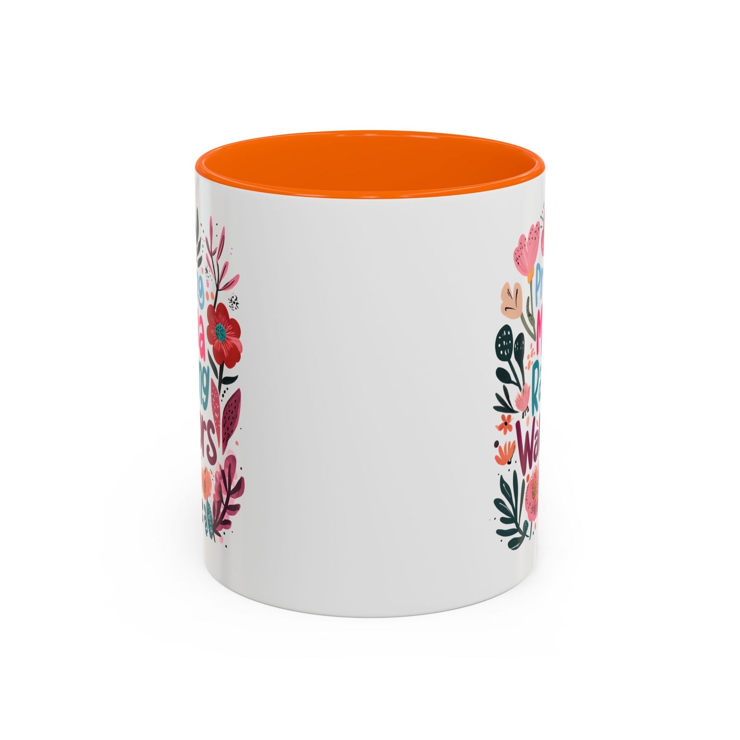 Floral Inspirational Coffee Accent Mug - Praying Mama Raising Warriors, Gift for Moms, Mother's Day Mug, Motivational Cup, Unique Kitchenware