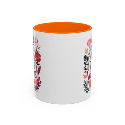 Floral Inspirational Coffee Accent Mug - Praying Mama Raising Warriors, Gift for Moms, Mother's Day Mug, Motivational Cup, Unique Kitchenware