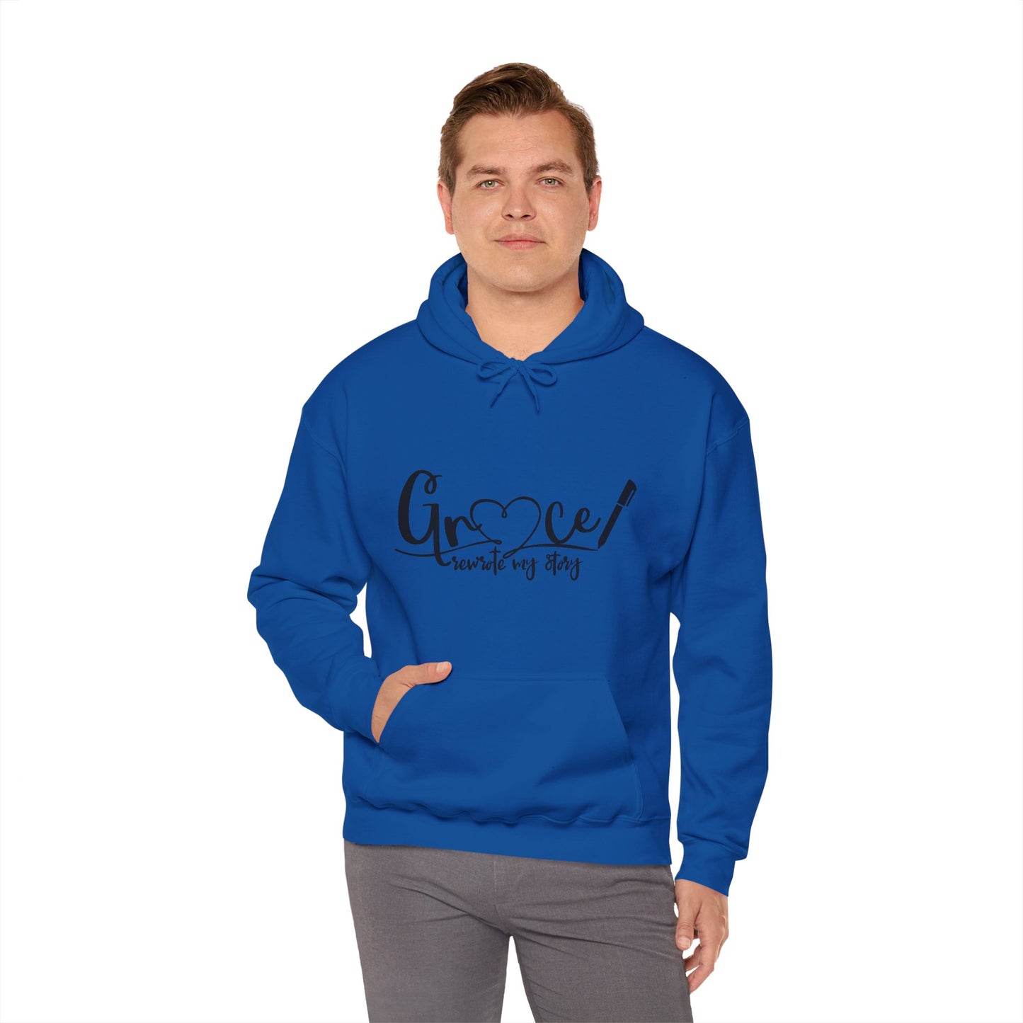 Grace Rewrote My Story Unisex Christian Pullover Hooded Sweatshirt