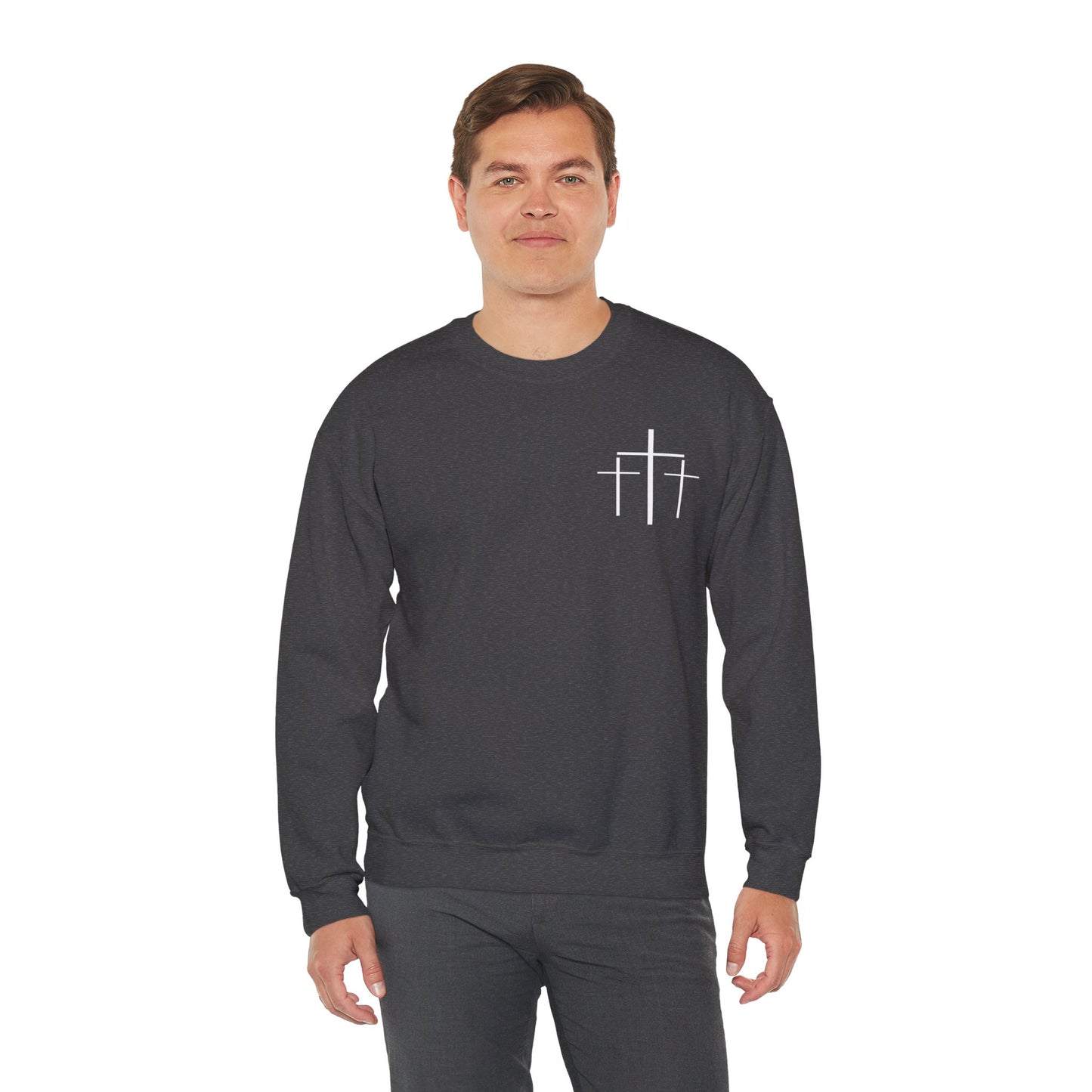 Faith Over Fear 3 Crosses  Unisex Heavy Blend™ Crewneck Christian Sweatshirt