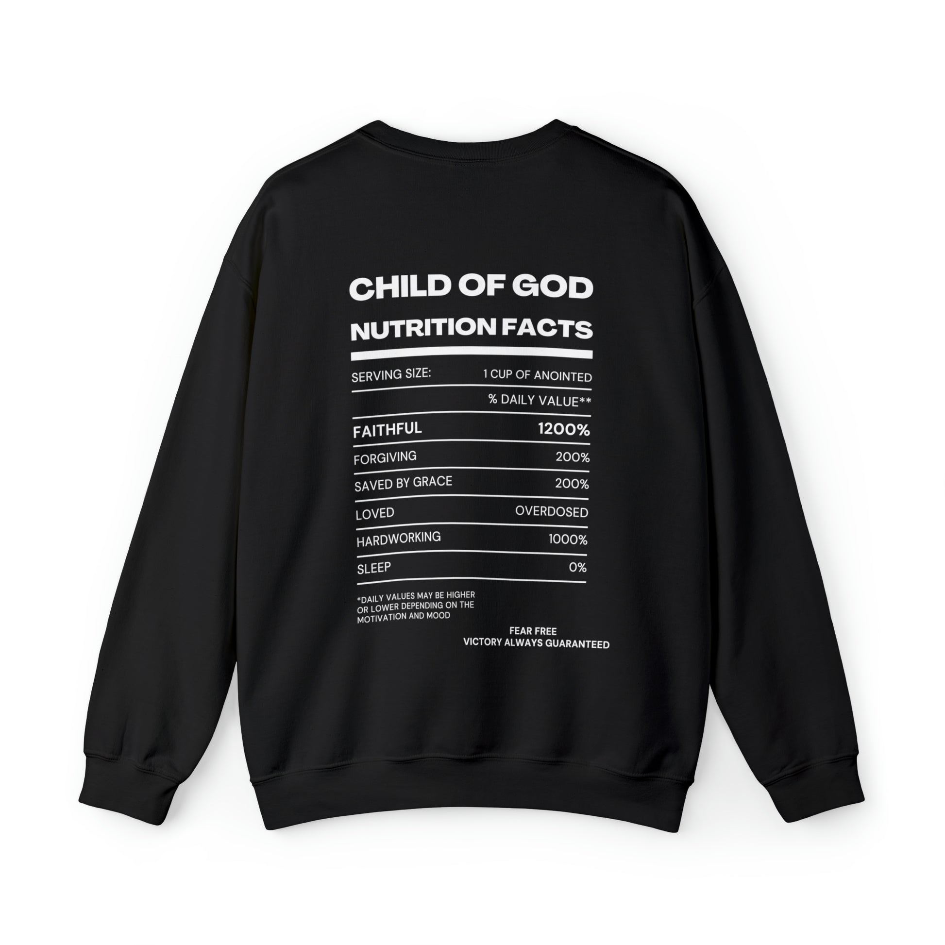 Child Of God Nutrition Facts Unisex Heavy Blend™ Crewneck Sweatshirt Printify