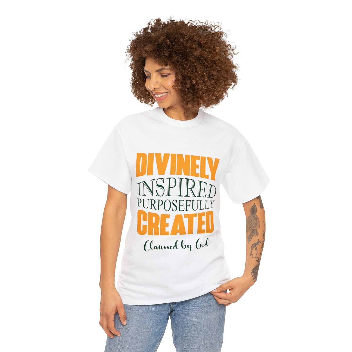 Divinely Inspired Purposefully Created Unisex Heavy Cotton Tee