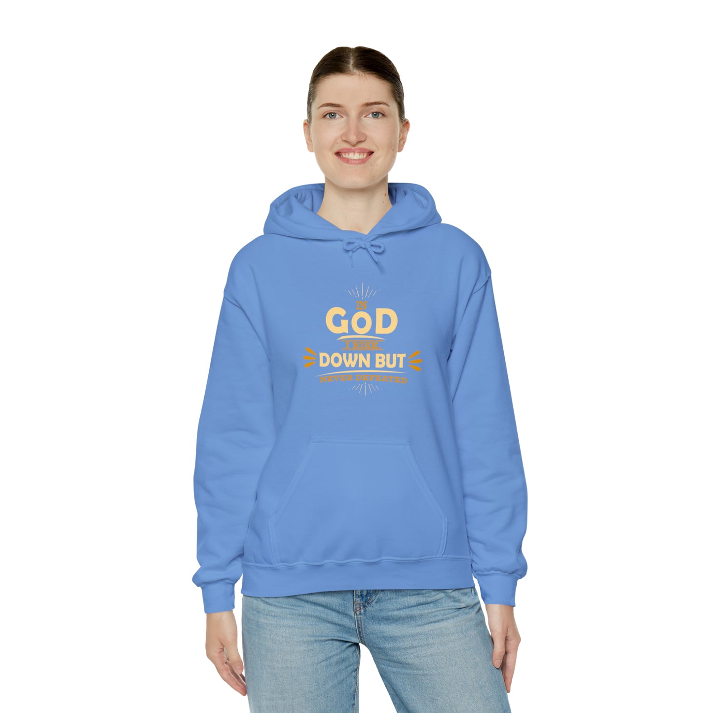 In God I Rise Down But Never Defeated Unisex Hooded Sweatshirt