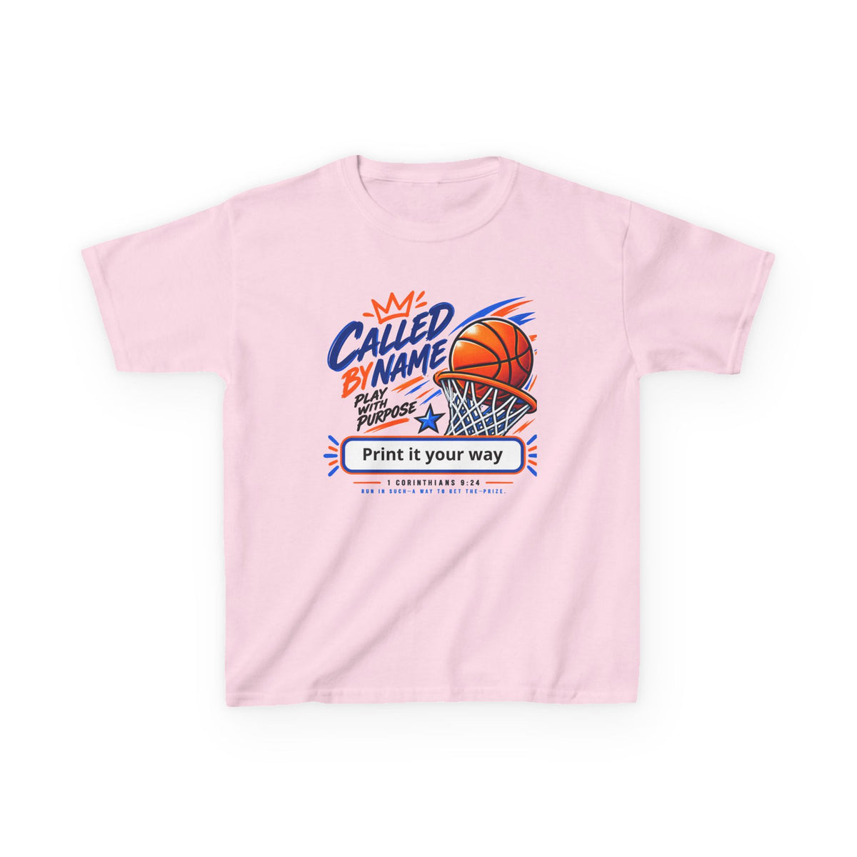 Youth Basketball T-Shirt — "Called By Name" Hoop Graphic