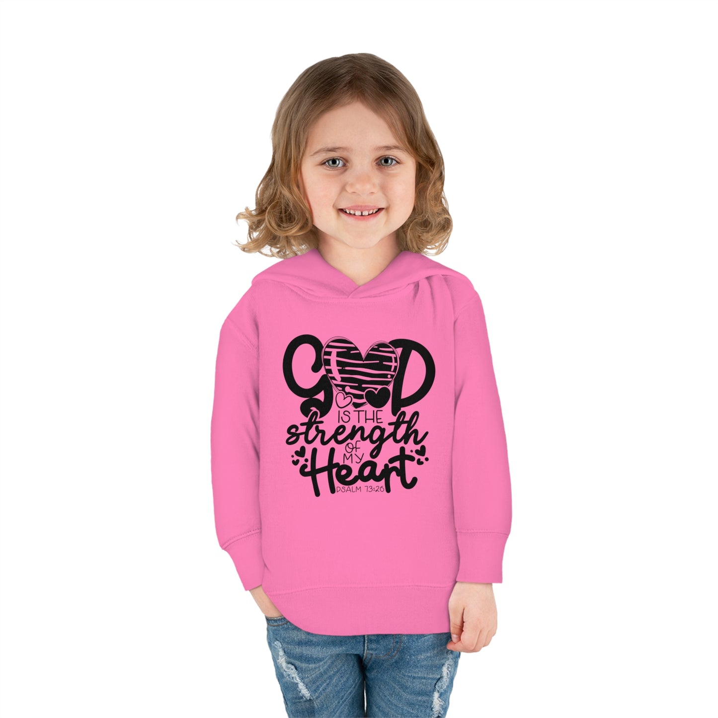 God Is The Strength Of My Heart Christian Toddler Pullover Fleece Hooded Sweatshirt