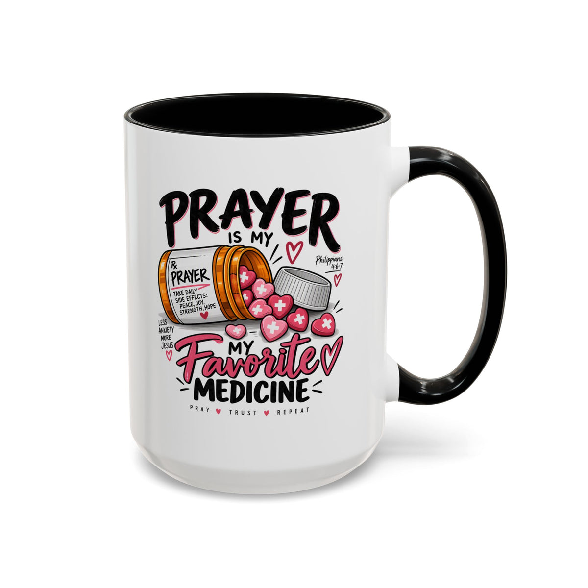 Prayer Is My Favorite Medicine Accent Coffee Mug – Inspirational Religious Gift