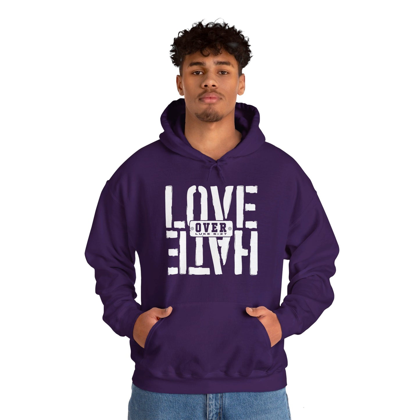 Love Over Hate Unisex Christian Pullover Hooded Sweatshirt